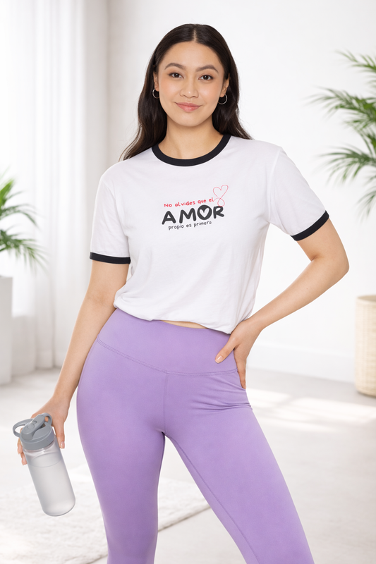 Amor Heart Ringer T-Shirt — Retro Spanish Love Graphic Tee